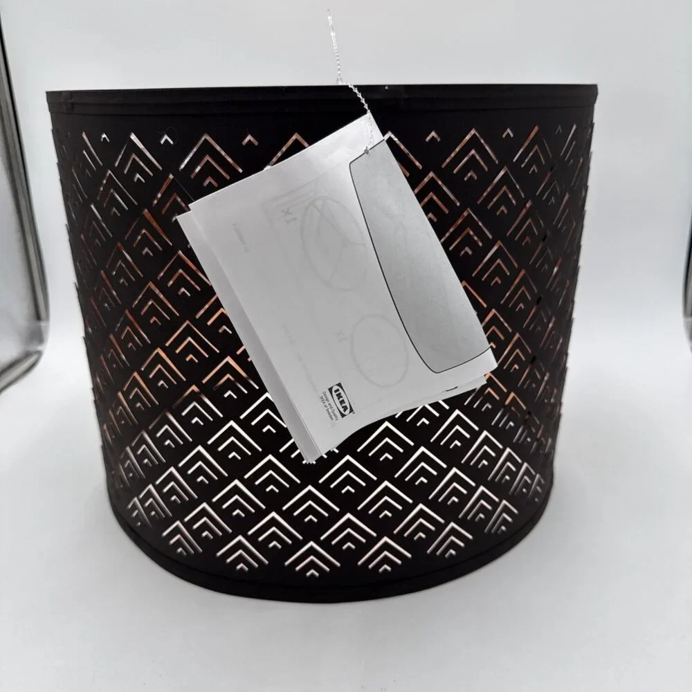Ikea NYMO 12” Lamp Shade Perforated Black Brass New 303.408.28